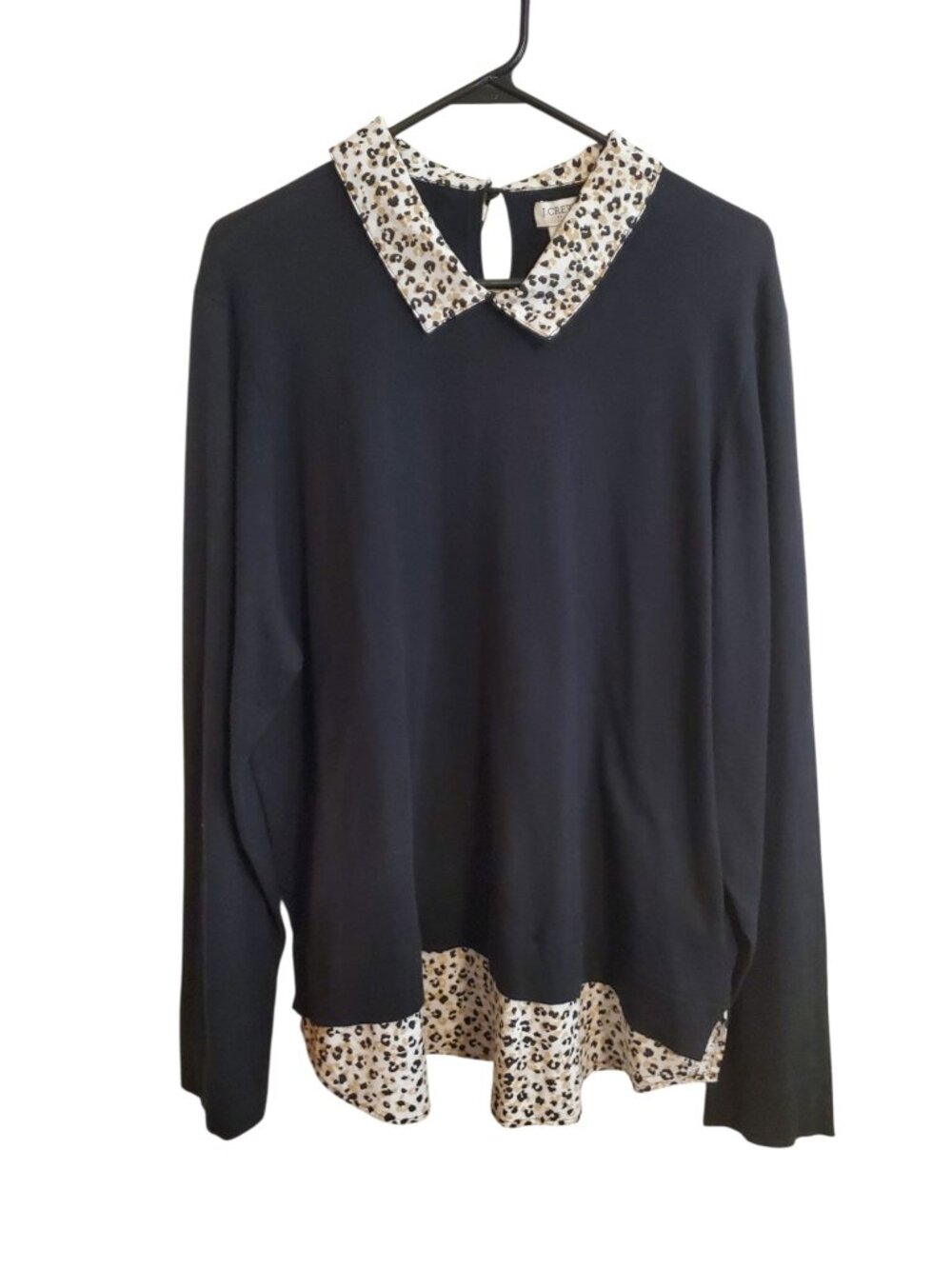 J‎ Crew 2 in 1 Long Sleeve Leopard Print Pullover Blouse NWT 2X
